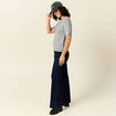 Pull manches courtes gris clair femme