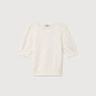 Pull ajour&eacute; droit court manches courtes ecru femme