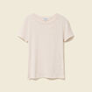 Short cintré manches courtes col rond beige femme