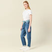 Jeans mom ceinture foulard denim stone femme