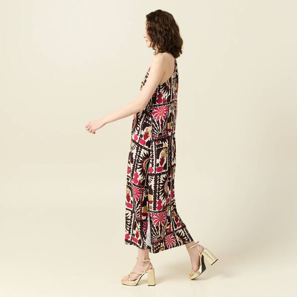 Robe longue droite creme femme