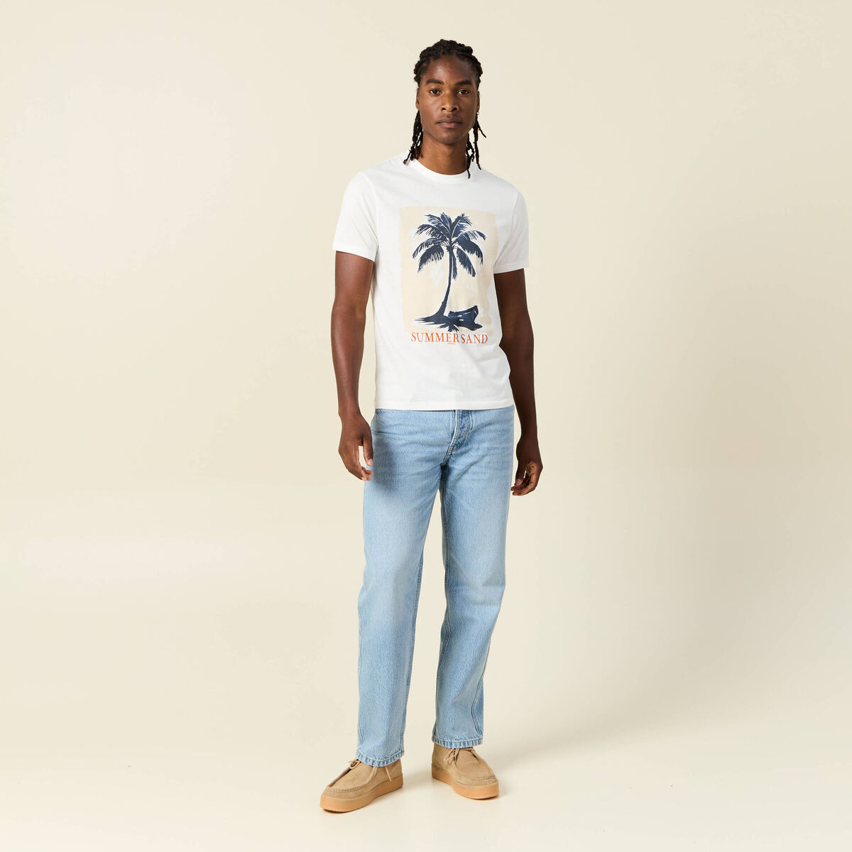 T-shirt manches courtes ecru homme