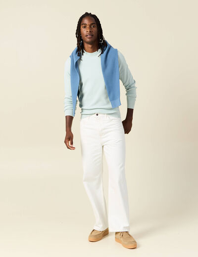Pull fin col rond manches longues bleu clair homme