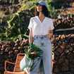 Chemise manches courtes ecru femme