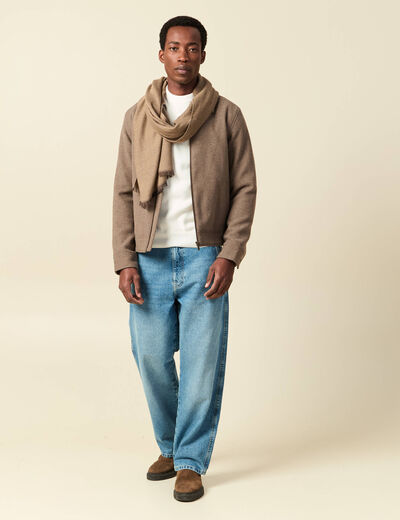 Pull fin col rond manches longues ecru homme