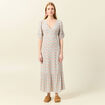 Robe longue évasée col en V blanc femme