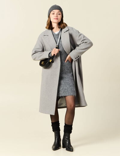 Robe pull droite avec boutons gris clair femme