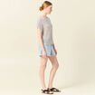 Pull crochet manches courtes vert kaki femme