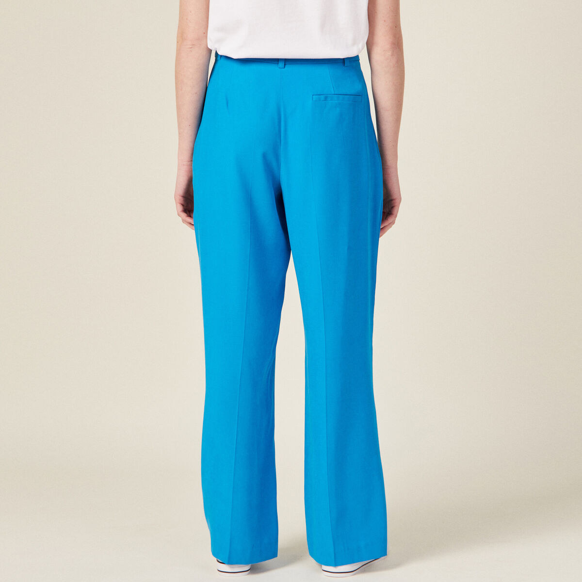 Pantalon large à pinces bleu femme