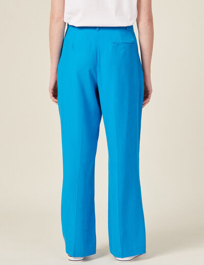 Pantalon large à pinces bleu femme