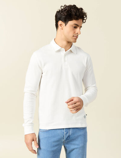 Polo manches longues ecru homme