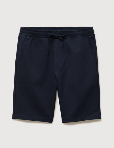 Bermuda droit &eacute;lastiqu&eacute; bleu marine homme