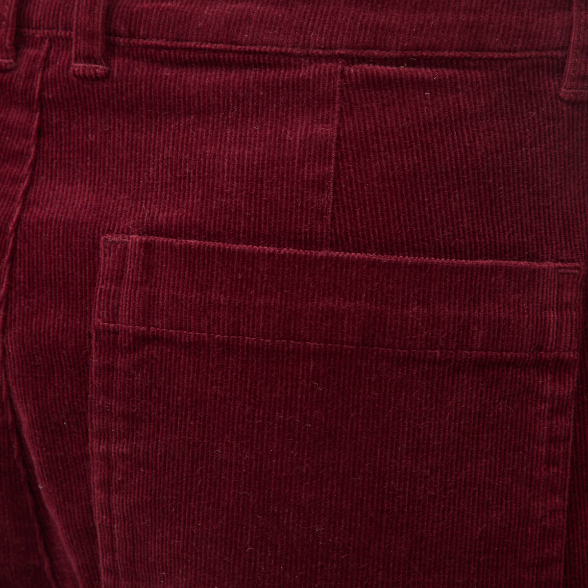 Pantalon flare taille haute en velours bordeaux femme