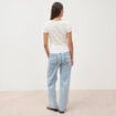 T-shirt ajust&eacute; col rond manches courtes ivoire femme