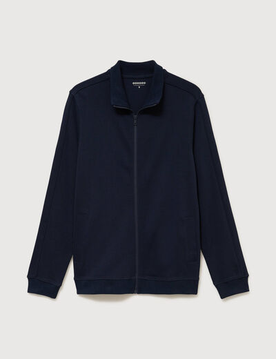 Gilet manches longues col montant bleu marine homme