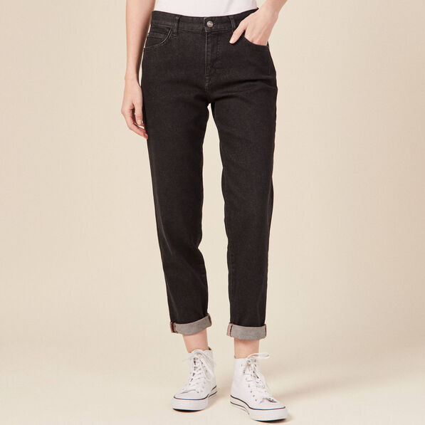 Jeans girlfriend 5 poches denim gris femme