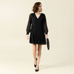 Robe évasée plissée noir femme