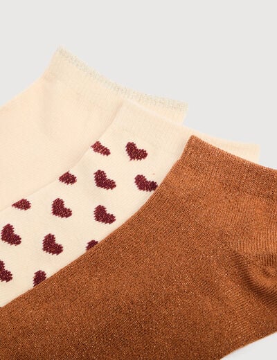 Lot de 3 paires de chaussettes marron cognac femme