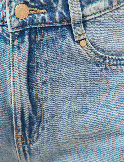 Bermuda large taille haute en coton denim used femme