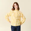 Chemise vichy manches longues en coton jaune femme
