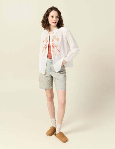 Chemise manches longues ecru femme