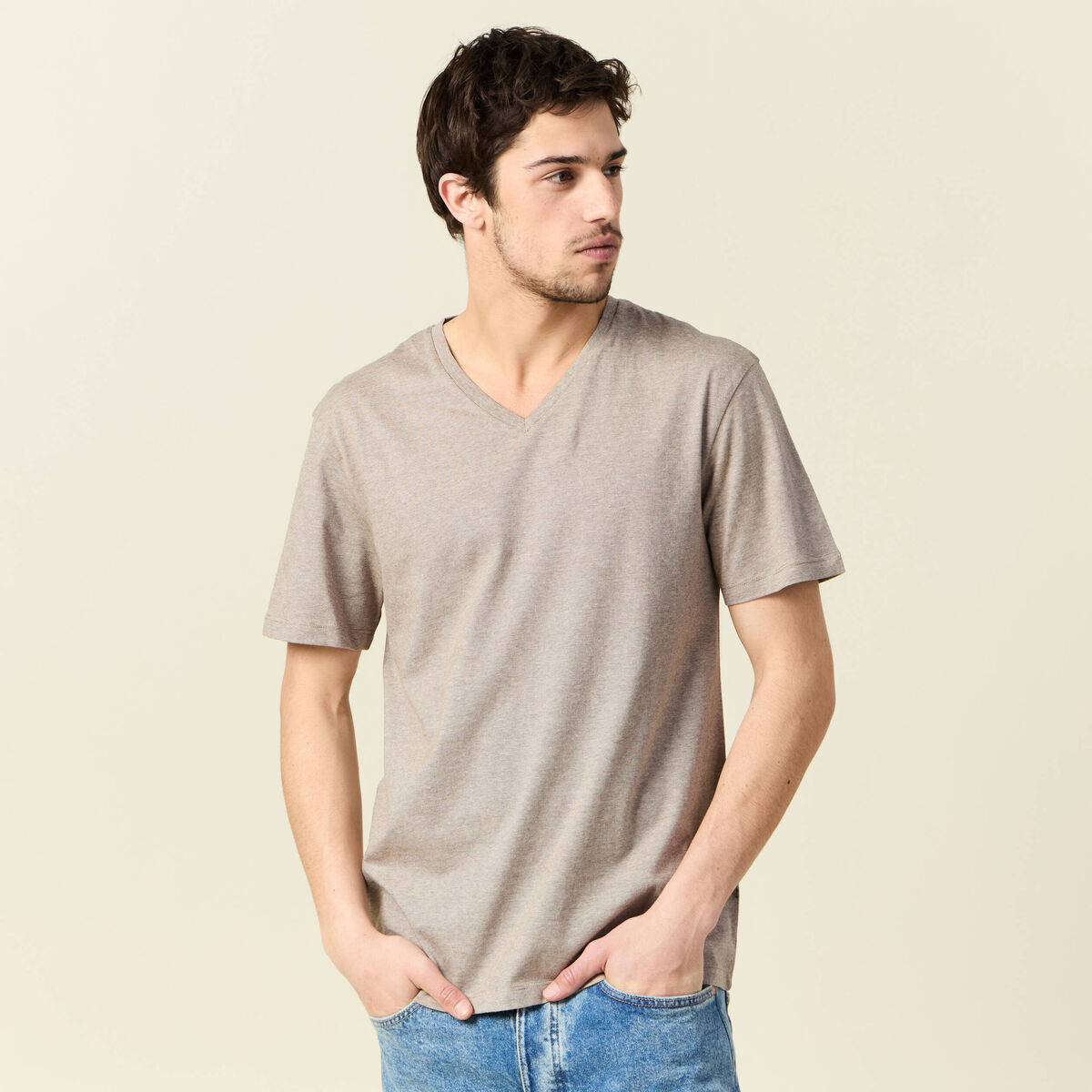 T-shirt manches courtes homme vert kaki homme