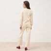 Pull droit col v manches longues creme femme