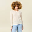 T-shirt manches longues ajouré ecru femme