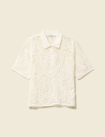 Polo coupe droite manches courtes ivoire femme