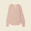 Pull manches longues col en V creme femme