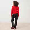 Gilet droit manches longues col rond rouge femme