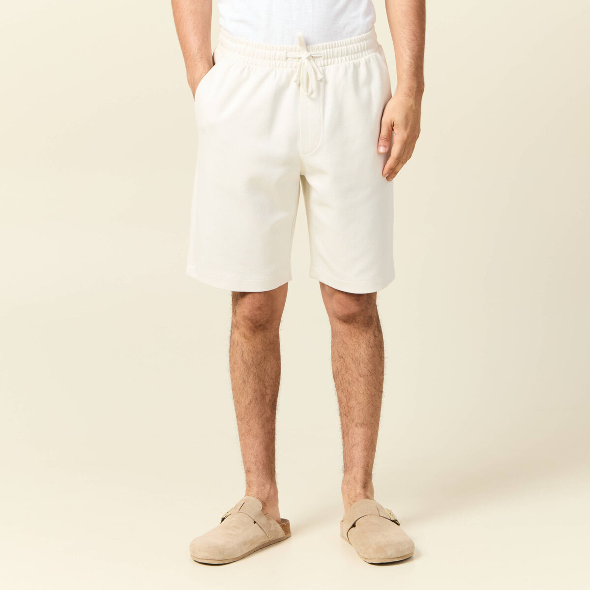 Bermuda droit élastiqué ecru homme