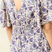 Robe col V manches courtes bleu femme