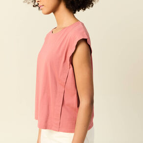 T-shirt manches courtes rouge foncé femme