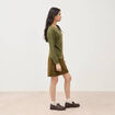 Pull manches longues col bateau vert kaki femme