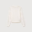 Pull droit col &agrave; volants manches longues ecru femme