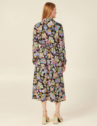 Robe midi droite multicolore femme