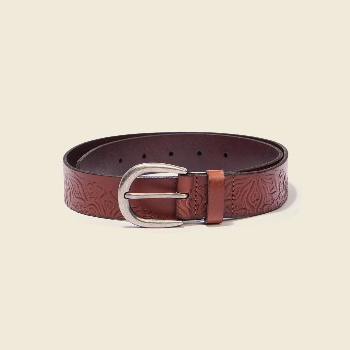Ceinture emboss&eacute;e marron homme