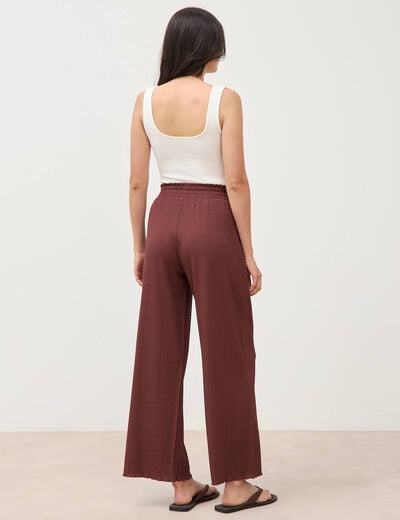 Pantalon loose avec ceinture marron cognac femme
