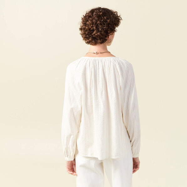 Blouse manches longues ecru femme