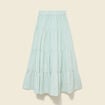 Jupe longue &eacute;vas&eacute;e en coton doubl&eacute;e vert pastel femme