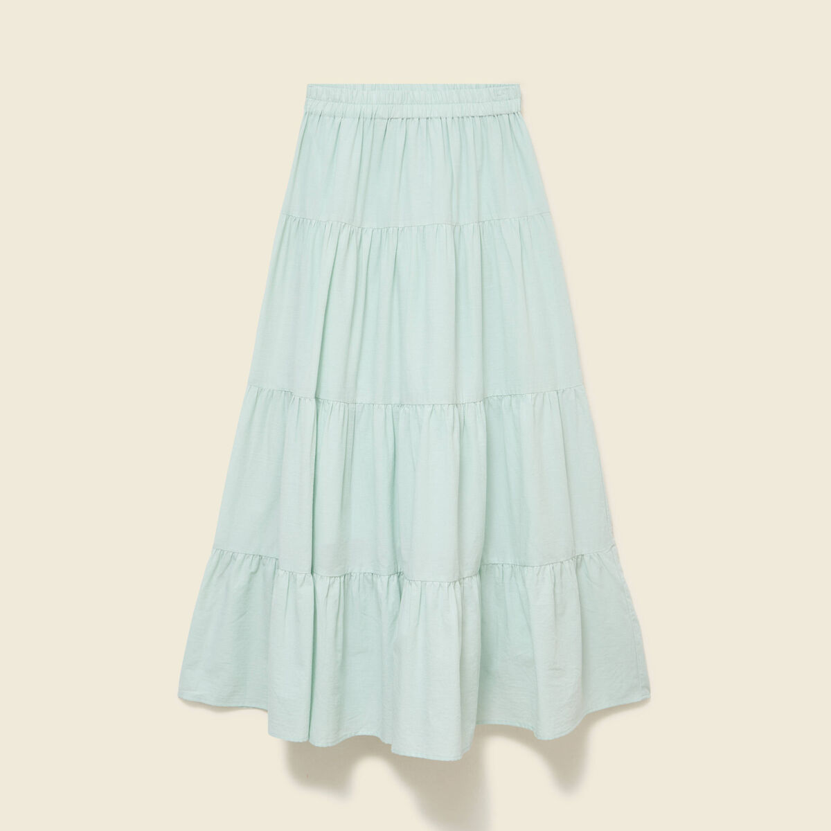Jupe longue &eacute;vas&eacute;e en coton doubl&eacute;e vert pastel femme