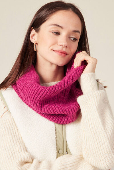 Snood tricoté rose fushia femme