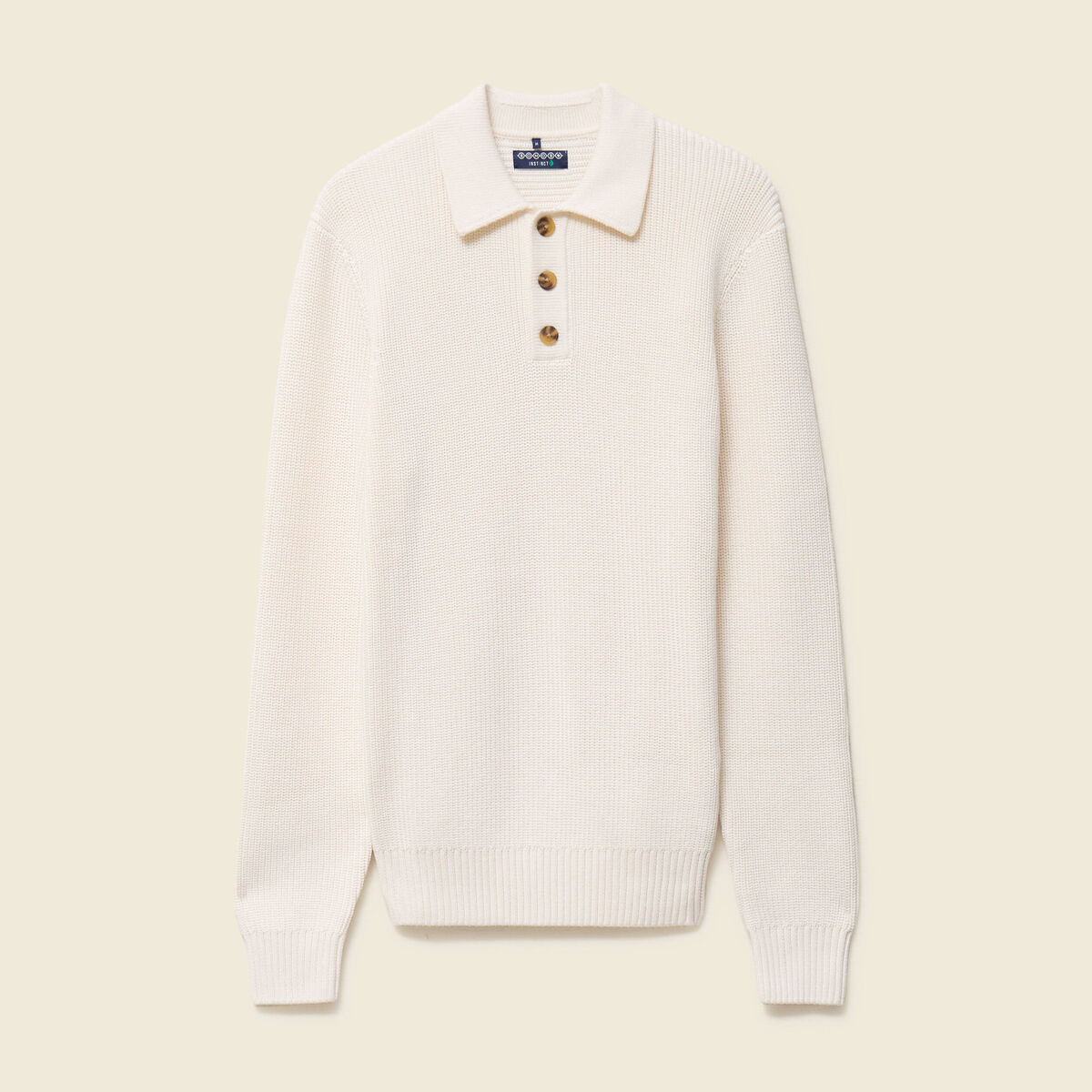 Polo manches longues ecru homme