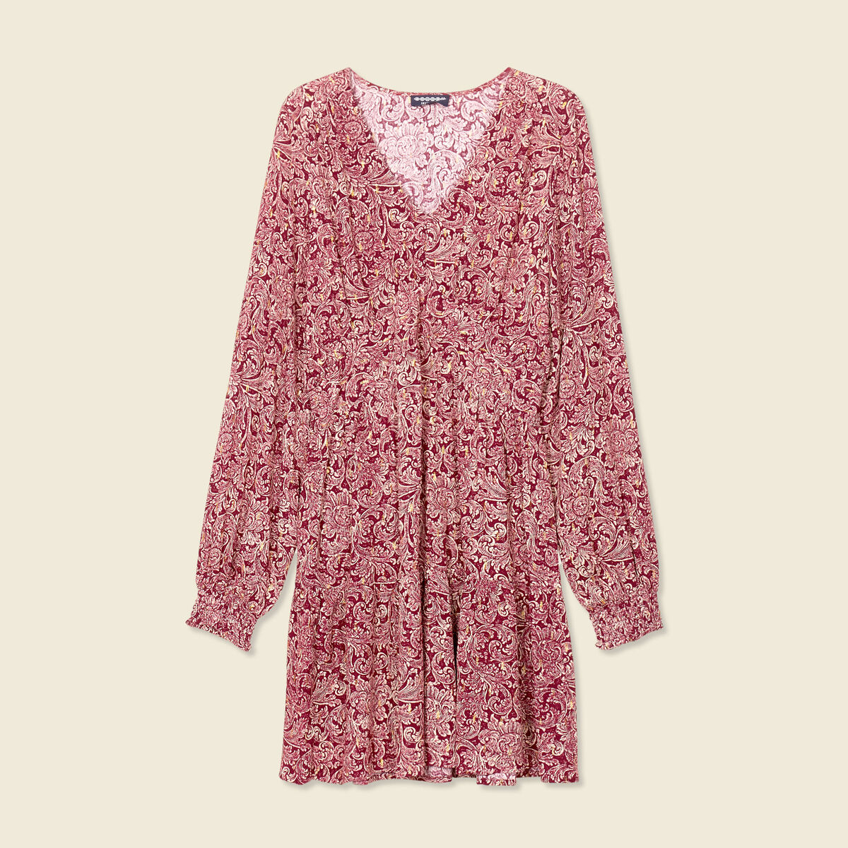 Robe évasée fluide bordeaux femme
