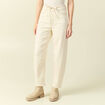 Jeans barrel 7/8&egrave;me avec ceinture denim blanc femme