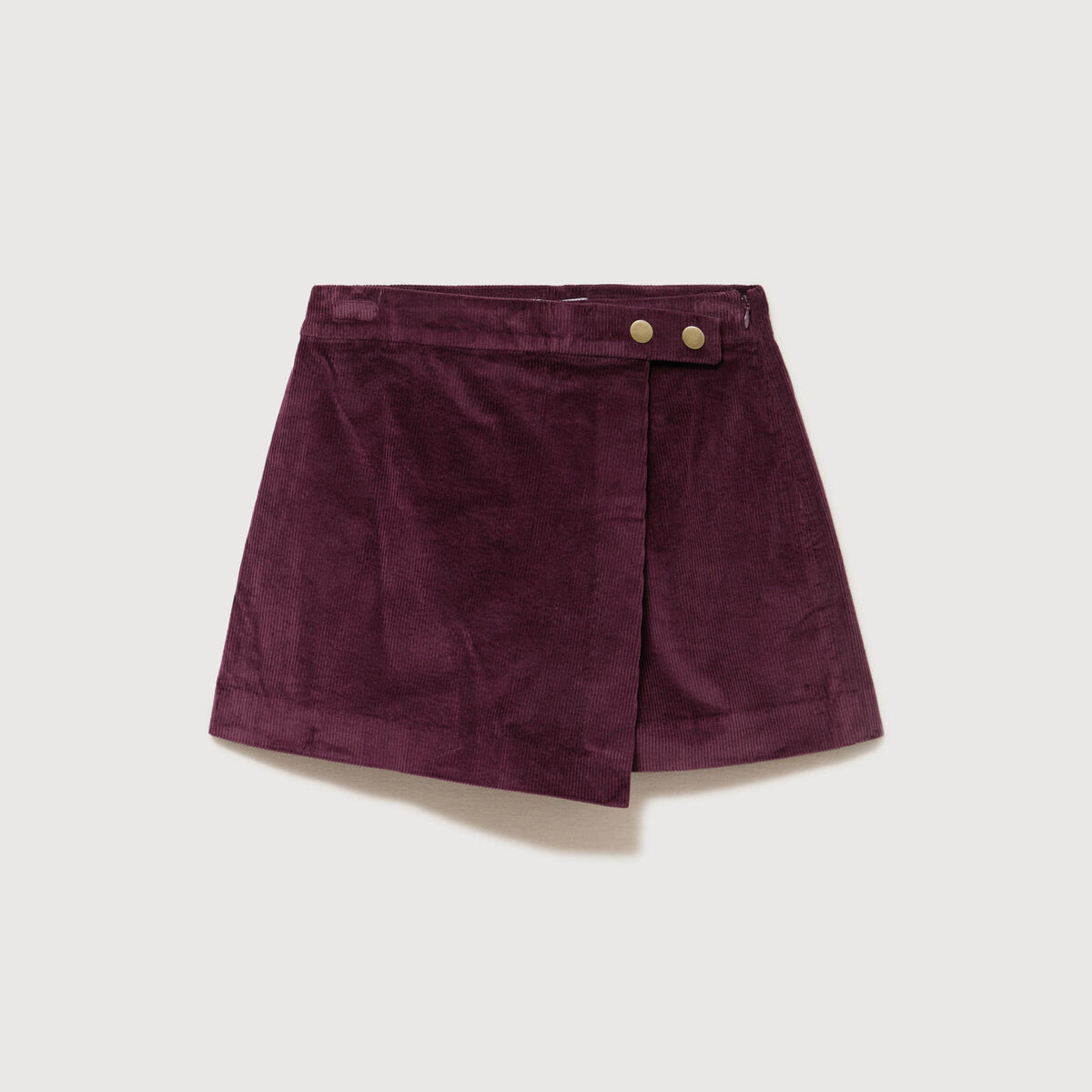 Jupe taille haute en velours prune femme