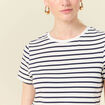 T-shirt cintr&eacute; col rond manches courtes ecru femme