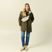 Pull manches longues col rond &agrave; sequins vert kaki femme