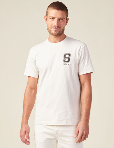 T-shirt manches courtes ecru homme